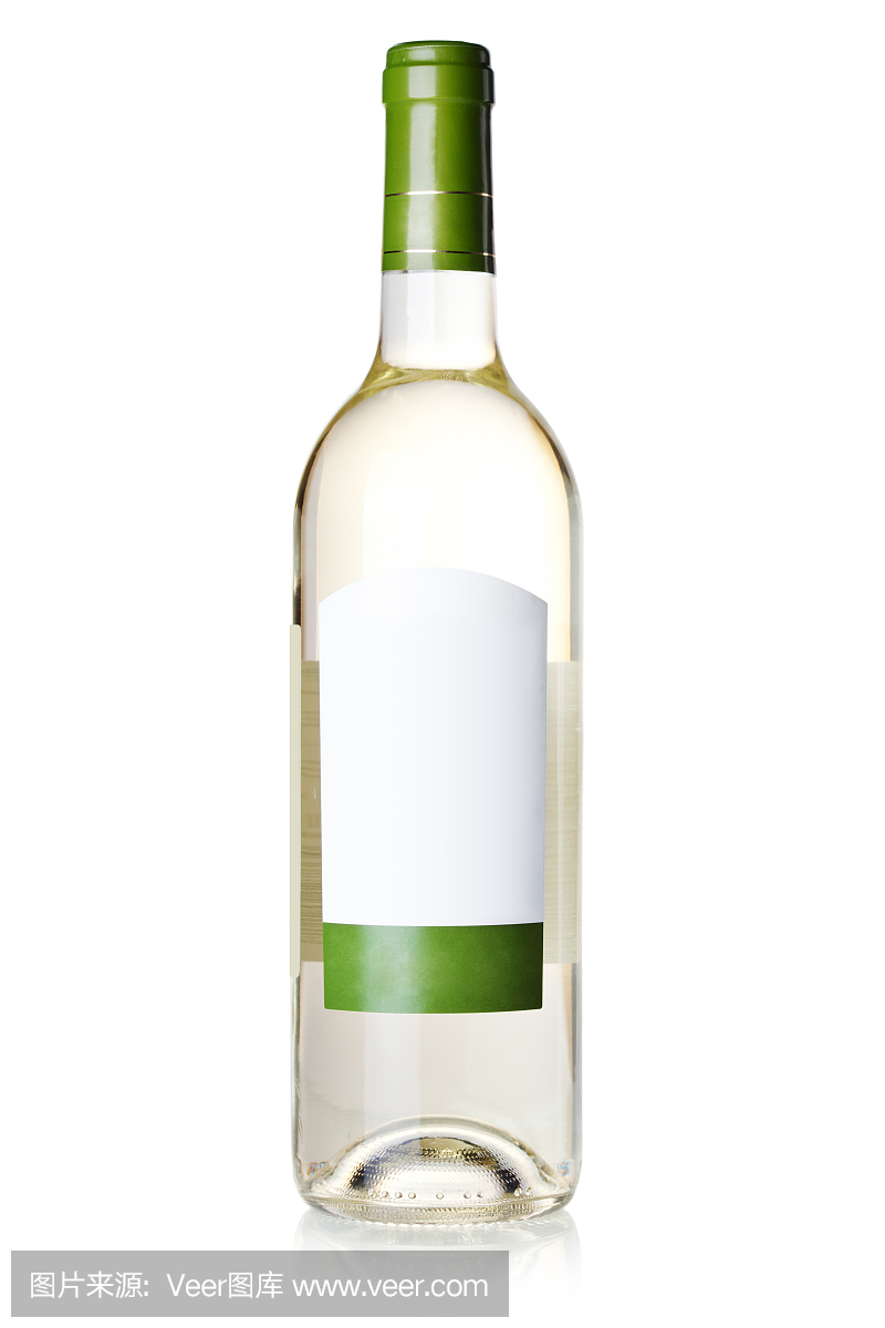 空白标签的瓶装白葡萄酒