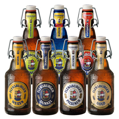 德国进口弗林博格弗伦斯堡小麦/黑啤/金啤/比尔森啤酒330ml瓶装酒